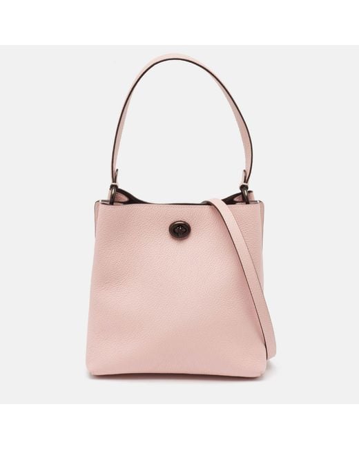 COACH Pink Leather Mollie 22 Bucket Bag