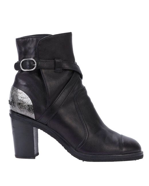 Chanel Black Ankle Boots With Cross Straps