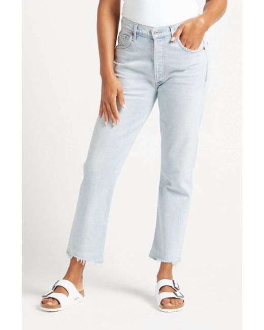 Citizens of Humanity Blue Charlotte High Rise Straight Crop Jeans