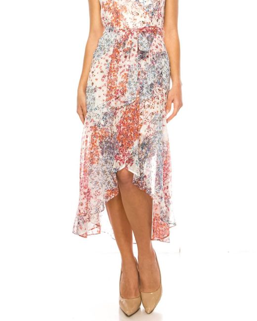Maison Tara Women's Red High-Low Floral Sleeveless Dress Maison Tara Women's Red High-Low Floral Sleeveless Dress