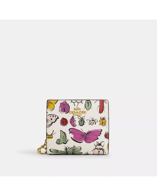 COACH White Snap Wallet With Creature Print