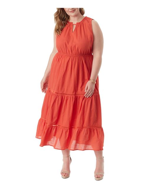 Jessica Simpson Red Plus Harriet Cotton Ruffled Midi Dress