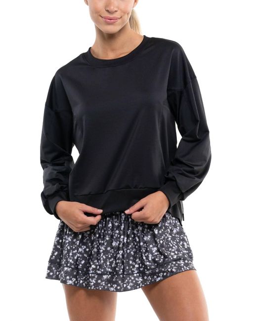 Lucky in Love Black Ruche Back Long Sleeve Top