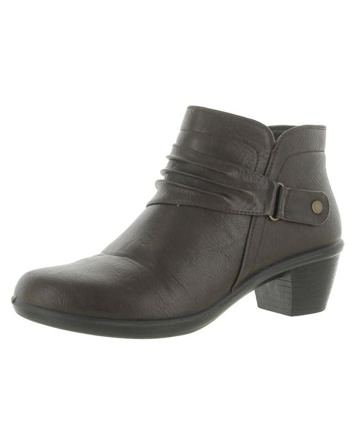 Easy Street Gray Damita Faux Leather Ruched Ankle Boots