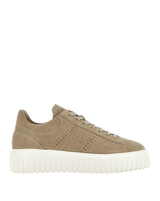 Hogan Natural Low-Top Suede Sneakers With Perforated Detailing for men