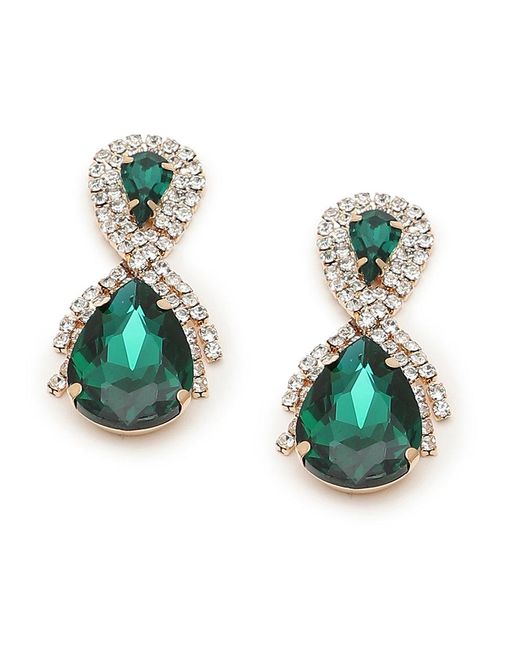 SOH Green Teardrop Stone Drop Earrings
