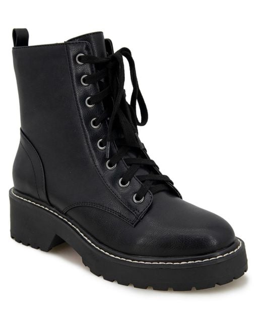 Xoxo Black Garrett Combed Faux Leather Ankle Boots