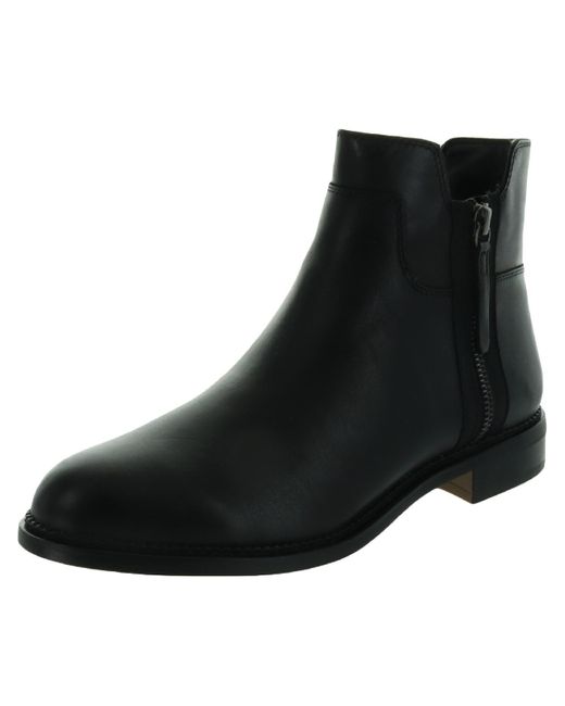 Franco Sarto Black Halford Leather Block Heel Ankle Boots
