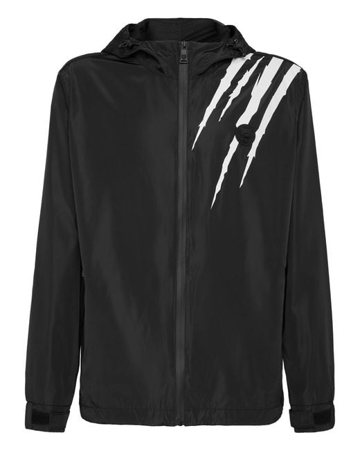 Philipp Plein Black Nylon Jacket Scratch for men