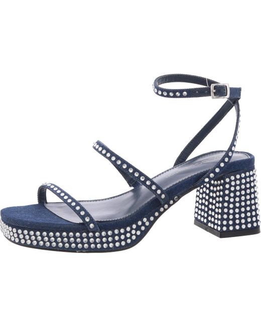 BCBGeneration Blue Lissena Block Heel Faux Leather Ankle Strap