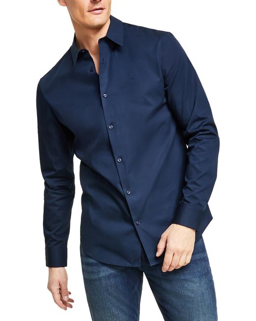 Calvin Klein Blue Slim Fit Collar Button-down Shirt for men