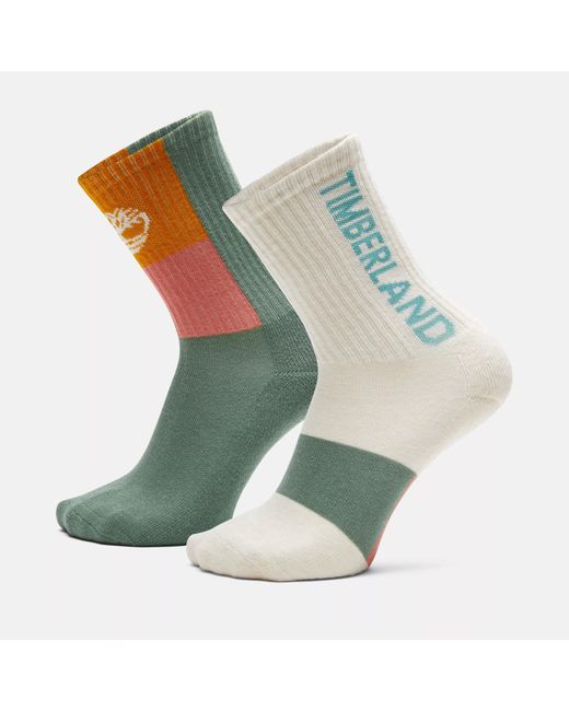 Timberland Green 2-pack Colorblock Sport Crew Sock for men