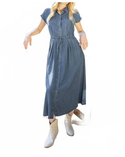 She + Sky Blue Chambray Button Down Dress