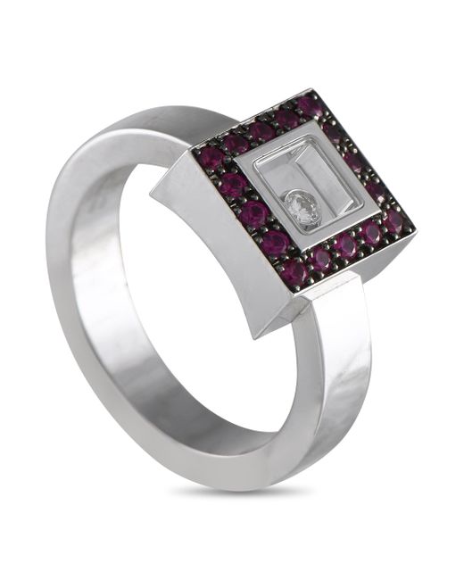 Chopard Metallic Happy Diamonds 18K 0.05Ct Diamond And Ruby Ring Ch19-051625