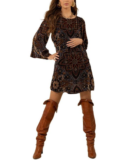 Hale Bob Black Alora Silk-Blend Mini Dress