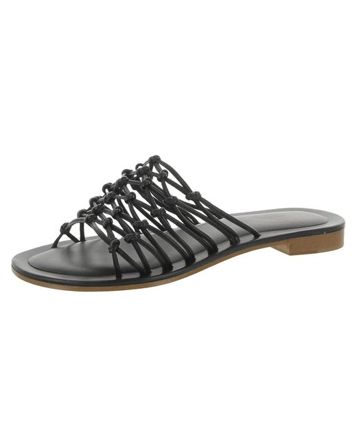Mansur Gavriel Black Faux Leather Slip On Slide Sandals