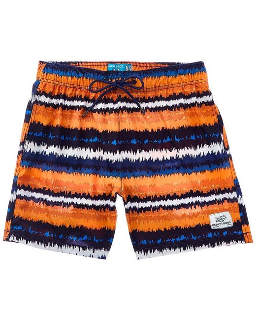 Beach Bros Orange Acid Stripes Swim Short for men