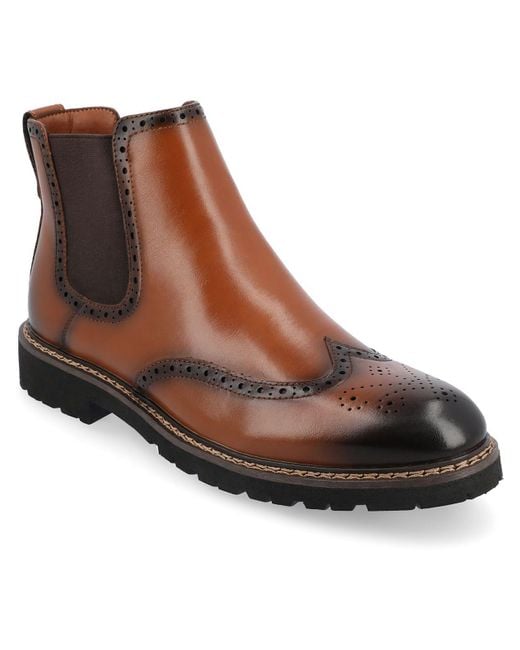 Vance Co. Brown Hogan Faux Leather Round Toe Chelsea Boots for men