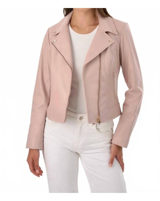 Lamarque Brown Kelsey Leather Biker Jacket