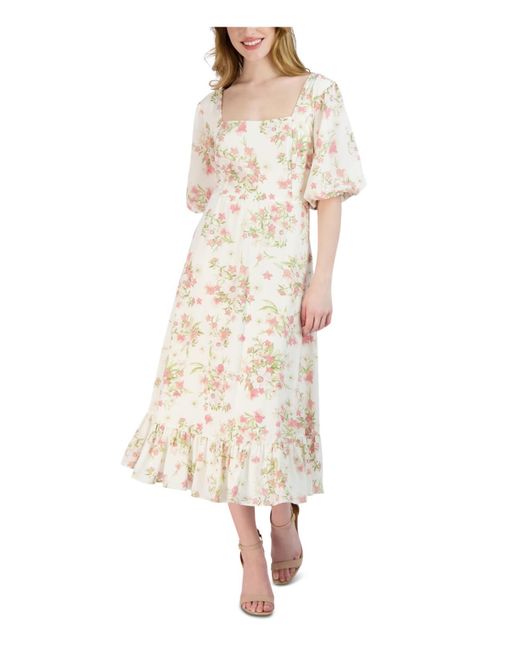 Sandra Darren White Floral Long Maxi Dress