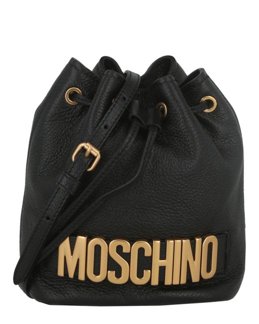 Moschino Black Logo Bucket Bag