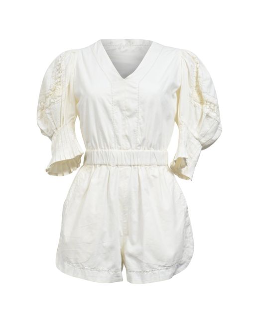 Sea White Thora Thread Pull Romper