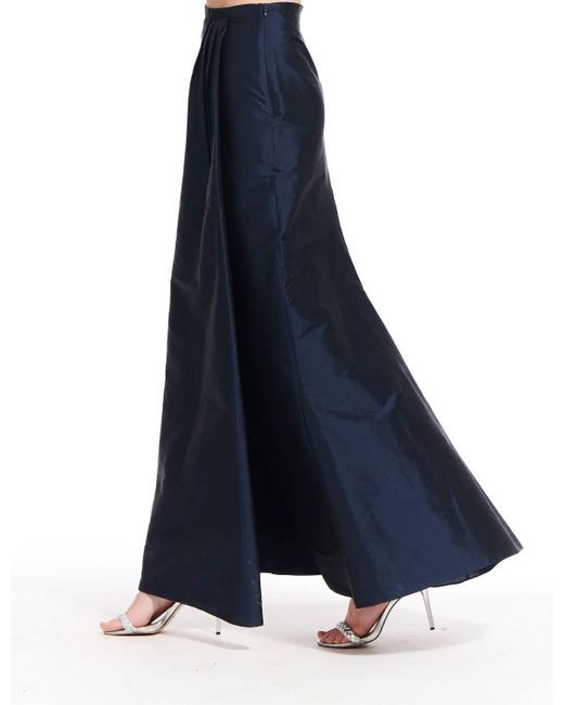 EMILY SHALANT Blue Taffeta Slim Wrap Skirt
