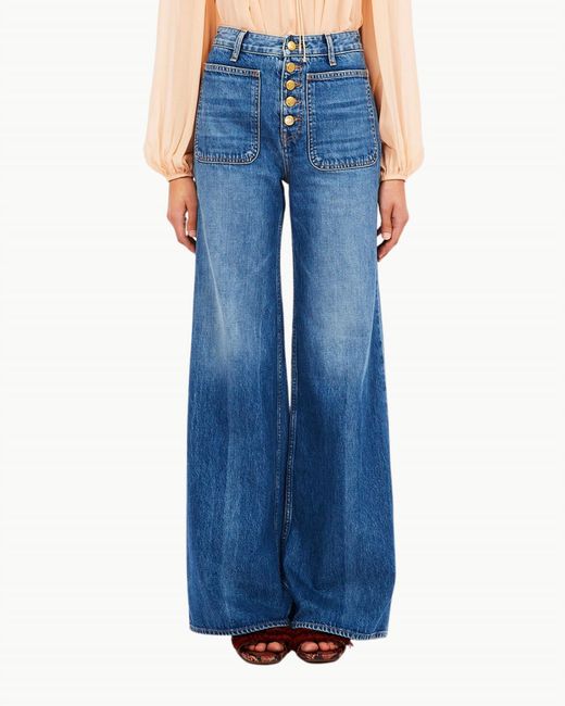 Ulla Johnson Blue Gwynne Wide Leg Jean