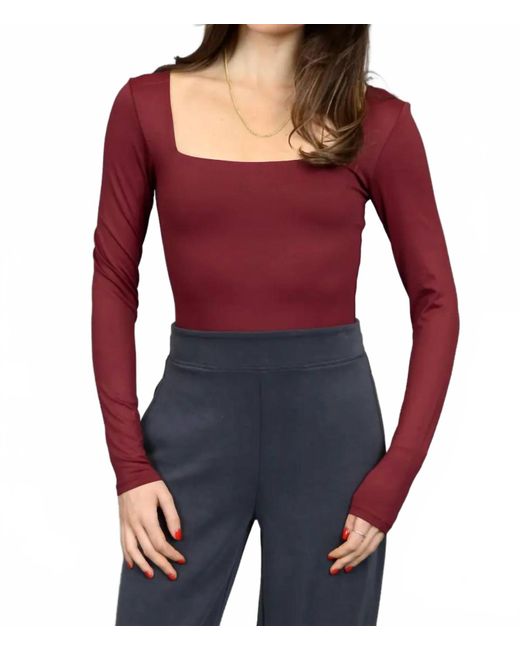 RD International Red Stacy Front And Back Square Neck Bodysuit
