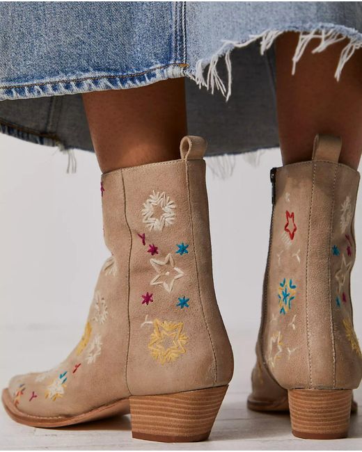 Free People Brown Bowers Embroidered Boot