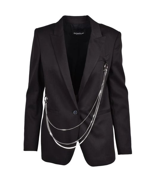 Dondup Black Cotton Viscose Elastane Rounded Jacket
