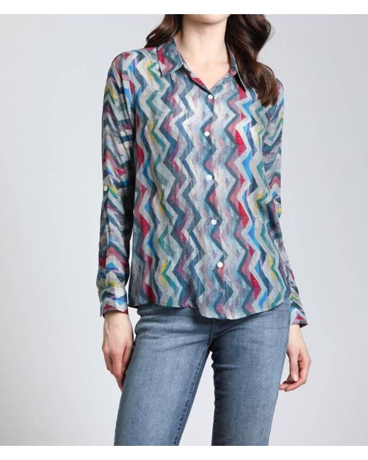 Apny Blue Buttondown Blouse