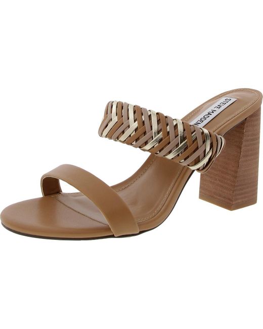 Steve Madden Brown Cathy Braided Faux Leather Block Heel