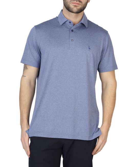 Tailorbyrd Blue Solid Tonal Melange Performance Polo for men