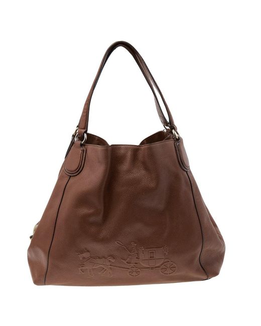 COACH Brown Leather Edie Carriage Shoulder Bag