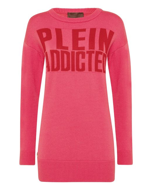 Philipp Plein Pink Pullover Round Neck Ls Statement