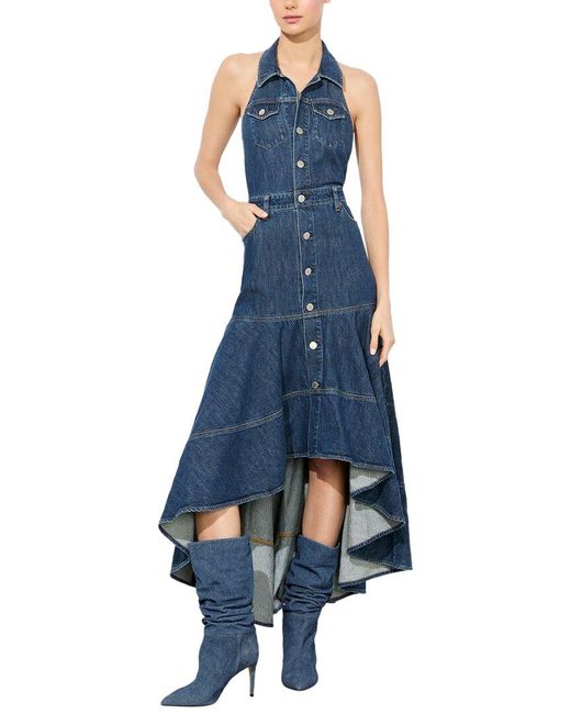 Alice + Olivia Juana High Low Denim Dress in Blue