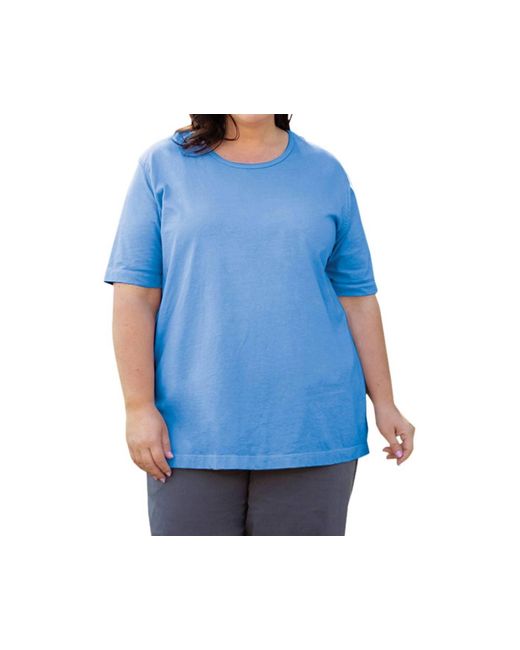 On The Plus Side Blue Cotton Short Sleeve Tee