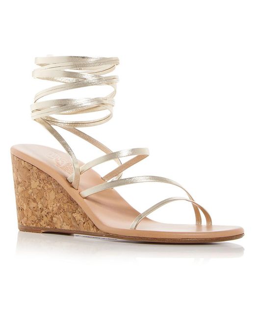 Ancient Greek Sandals Metallic Lithi Leather Strappy Wedge Sandals