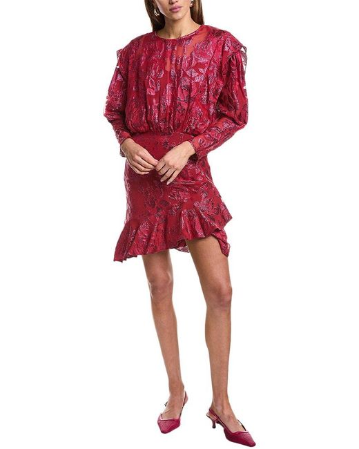 IRO Red Murai Silk-Blend Mini Dress