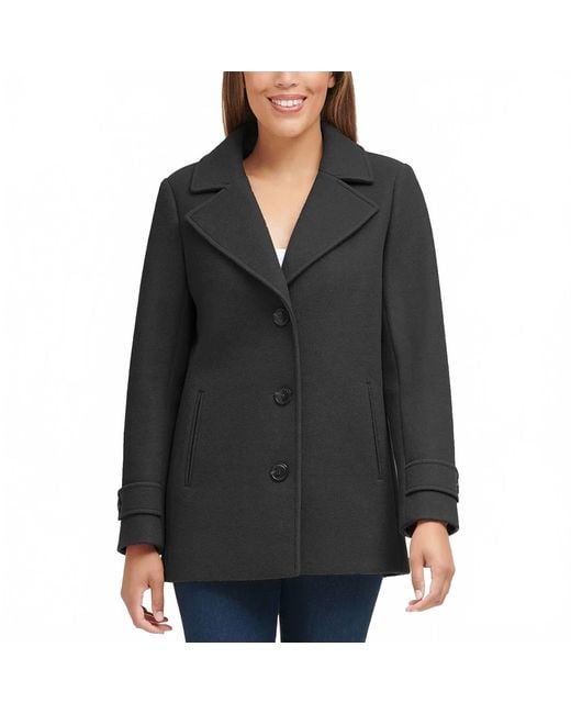 Andrew Marc Black 3 Button Closure Peacoat