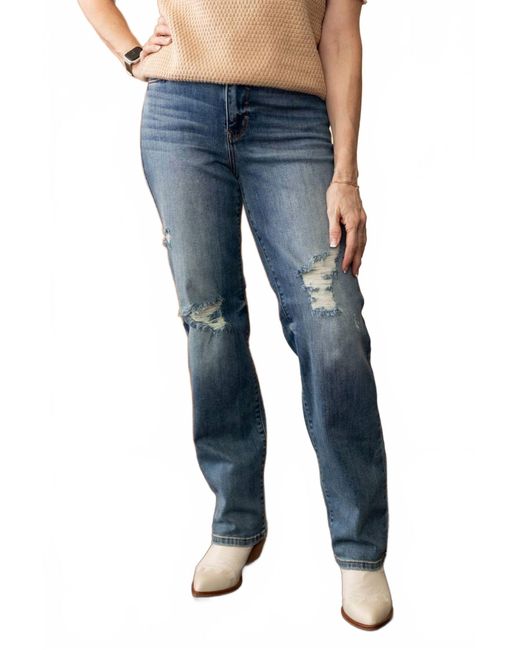 Judy Blue Blue Straight To The Top Distressed Dad Jean