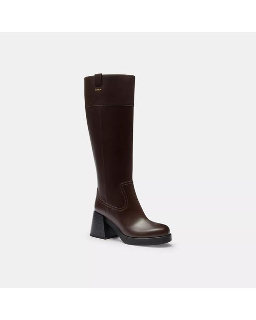 COACH Brown Block Heel Tall Boot