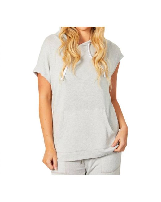 French Kyss Gray Sleeveless Hoodie With Pocket