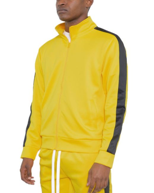 TRUEDAMES Yellow Track Single Stripe Jacket for men
