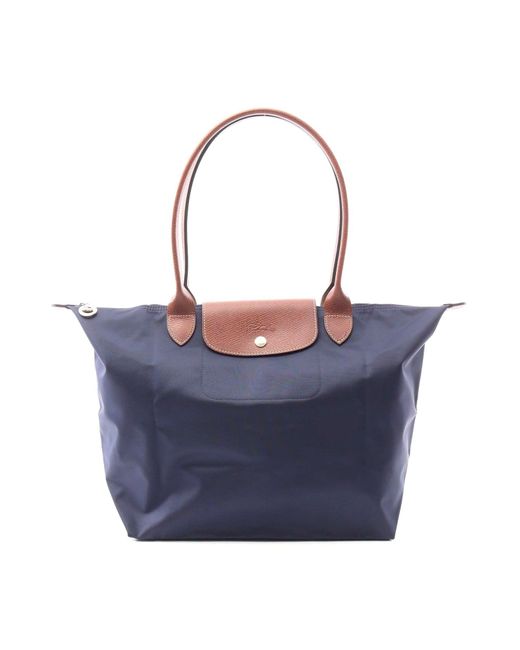 Longchamp Blue Le Pliage Original L Tote Bag Canvas Leather