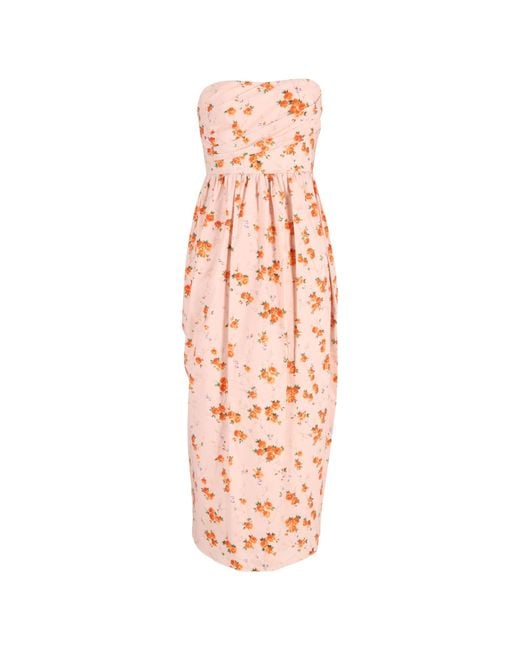 LoveShackFancy Pink Strapless Floral Dress