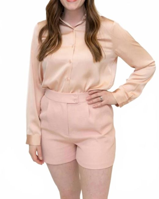 Skies Are Blue Pink Beckett Satin Button Down