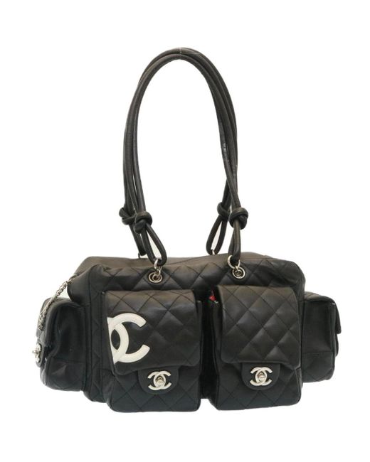 Chanel Cambon Reporter Leather Shoulder Bag (pre-owned) in Black