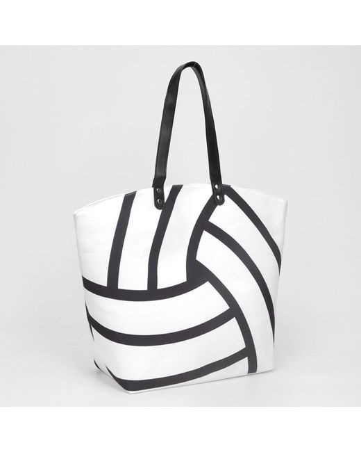 Fashnzfab White Volleyball Print Large Shoulder Tote Bag